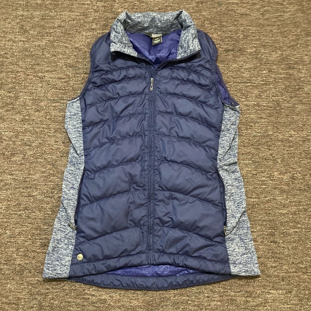 Outdoor Research Plaza Duck Down Vest Women's Small Blue‎ Full Zip Lightweight